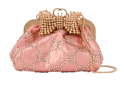 Moire Bow Clutch, Jacquard, Pink, 0926, S/DB, 3*